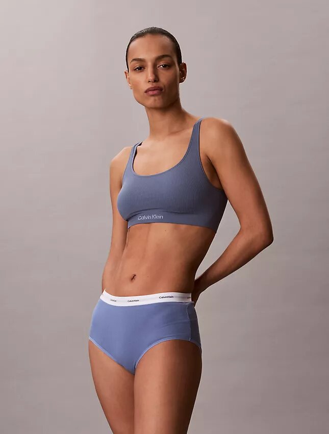 Braguita de talle alto de Cotton Stretch acanalado Braguita de talle alto de Cotton Stretch acanalado