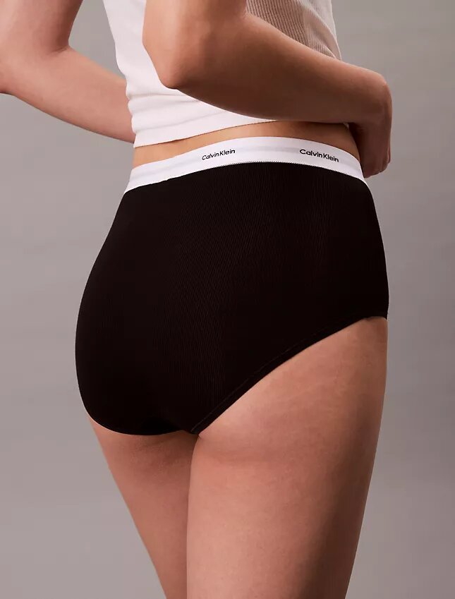 Braguita de talle alto de Cotton Stretch acanalado Braguita de talle alto de Cotton Stretch acanalado