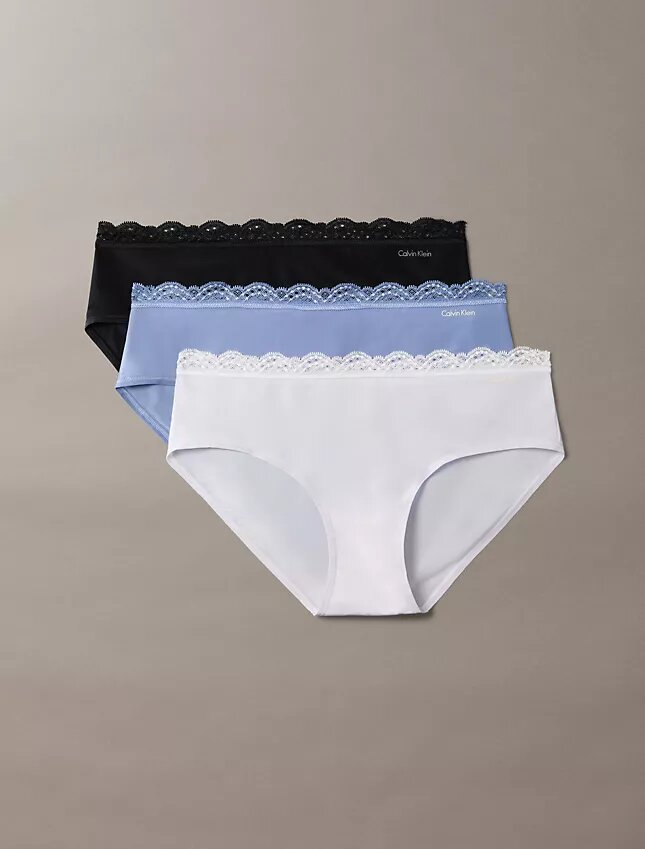 Braguitas de talle bajo de microfibra elástica con encaje, paquete de 3 Hipster Braguitas de talle bajo de microfibra elástica con encaje, paquete de 3 Hipster
