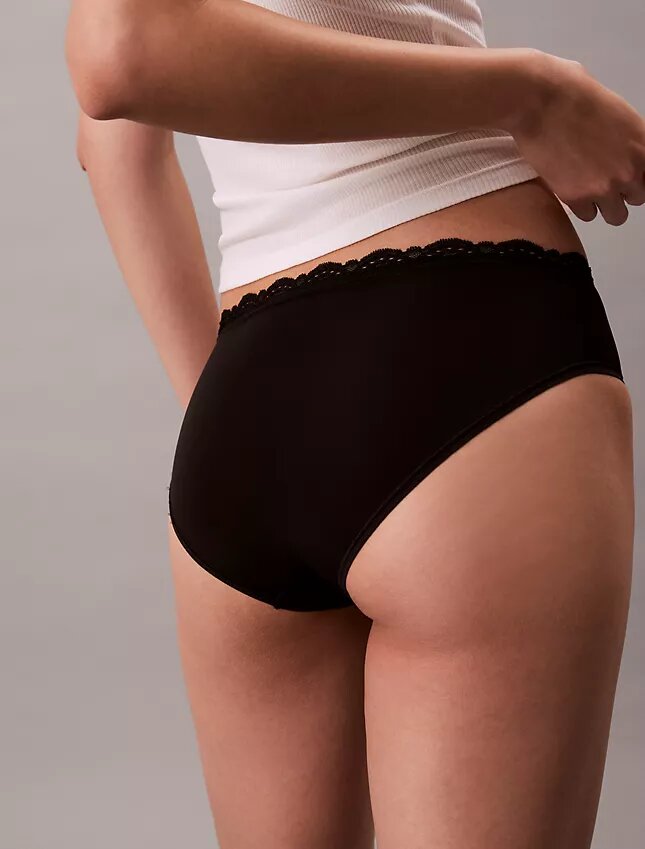 Braguitas de talle bajo de microfibra elástica con encaje, paquete de 3 Hipster Braguitas de talle bajo de microfibra elástica con encaje, paquete de 3 Hipster