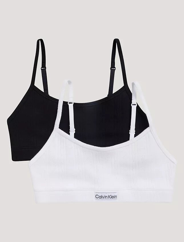 Bralette corta con logo y tejido acanalado, paquete de 2 Bralette corta con logo y tejido acanalado, paquete de 2