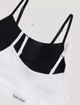 Bralette corta con logo y tejido acanalado, paquete de 2