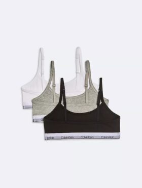 Bralette corto de Modern Cotton para niñas, paquete de 3 Bralette corto de Modern Cotton para niñas, paquete de 3