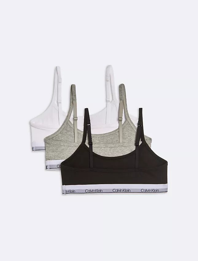 Bralette corto de Modern Cotton para niñas, paquete de 3 Bralette corto de Modern Cotton para niñas, paquete de 3