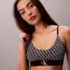 Bralette elástico de microfibra Unlined con Monogram gráfico Bralette elástico de microfibra Unlined con Monogram gráfico