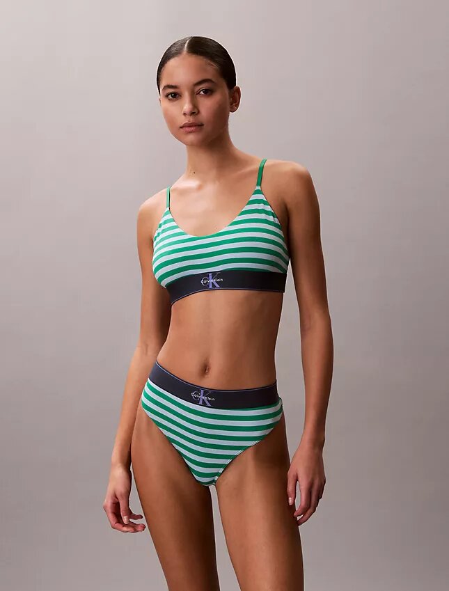 Bralette elástico de microfibra Unlined con Monogram gráfico Bralette elástico de microfibra Unlined con Monogram gráfico
