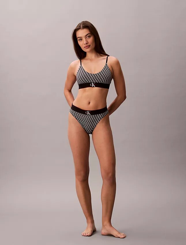Bralette elástico de microfibra Unlined con Monogram gráfico Bralette elástico de microfibra Unlined con Monogram gráfico