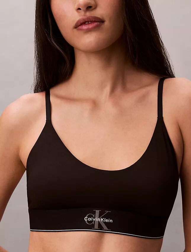 Bralette elástico de microfibra Unlined con Monogram gráfico Bralette elástico de microfibra Unlined con Monogram gráfico
