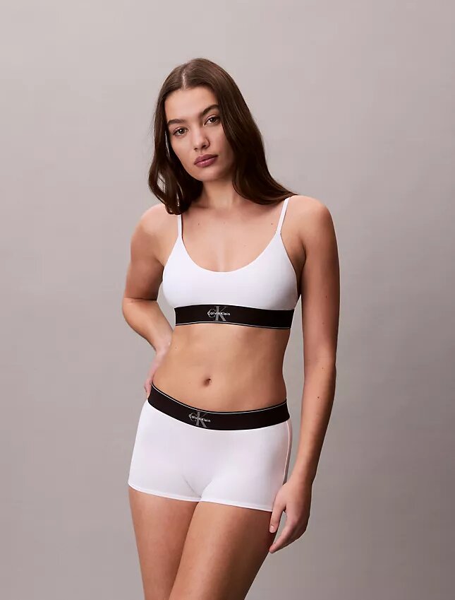 Bralette elástico de microfibra Unlined con Monogram gráfico Bralette elástico de microfibra Unlined con Monogram gráfico