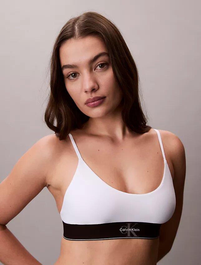 Bralette elástico de microfibra Unlined con Monogram gráfico Bralette elástico de microfibra Unlined con Monogram gráfico