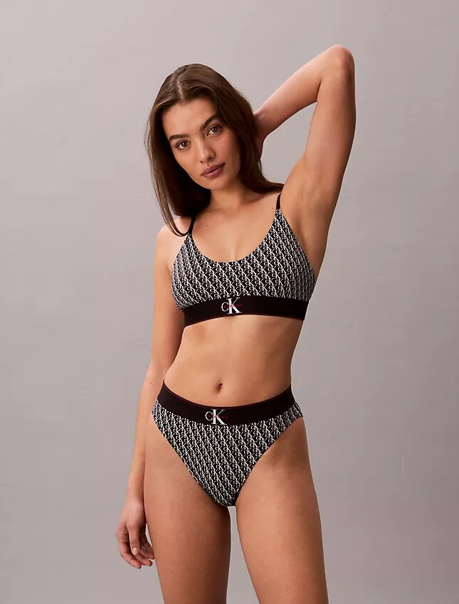 Bralette elástico de microfibra Unlined con Monogram gráfico Bralette elástico de microfibra Unlined con Monogram gráfico