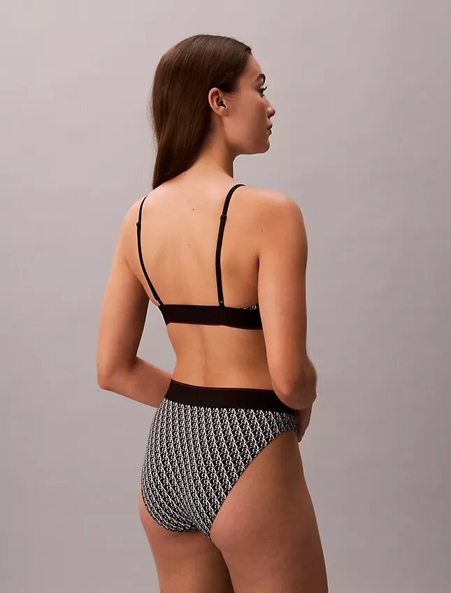 Bralette elástico de microfibra Unlined con Monogram gráfico Bralette elástico de microfibra Unlined con Monogram gráfico