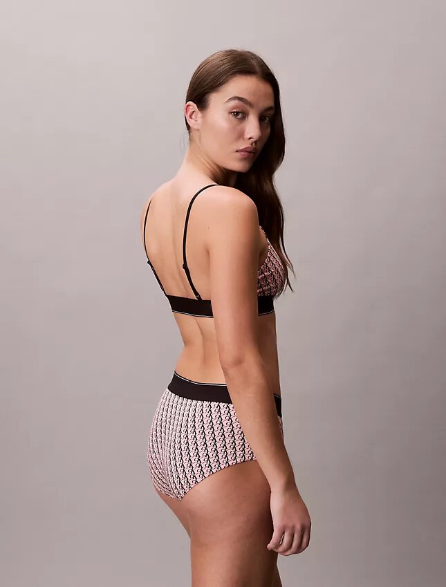 Bralette elástico de microfibra Unlined con Monogram gráfico Bralette elástico de microfibra Unlined con Monogram gráfico