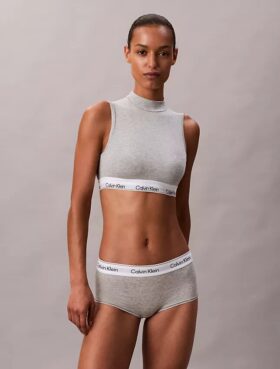 Bralette sin tirantes con cuello alto, ligeramente forrado, de algodón Modal Icon
