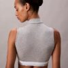 Bralette sin tirantes con cuello alto, ligeramente forrado, de algodón Modal Icon