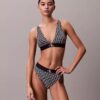 Bralette triangular elástica de Microfiber con Monogram gráfico y forro ligero Bralette triangular elástica de Microfiber con Monogram gráfico y forro ligero
