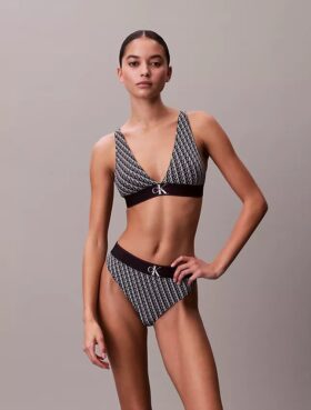 Bralette triangular elástica de Microfiber con Monogram gráfico y forro ligero