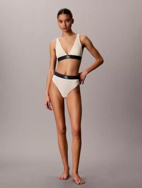 Bralette triangular elástica de Microfiber con Monogram gráfico y forro ligero