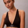 Bralette triangular elástica de Microfiber con Monogram gráfico y forro ligero Bralette triangular elástica de Microfiber con Monogram gráfico y forro ligero