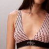 Bralette triangular elástica de Microfiber con Monogram gráfico y forro ligero Bralette triangular elástica de Microfiber con Monogram gráfico y forro ligero