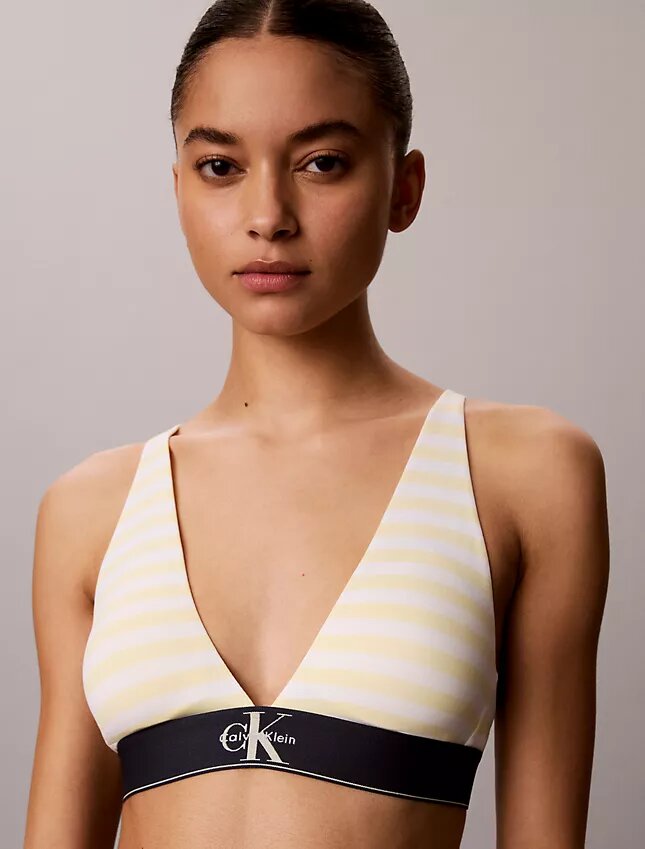 Bralette triangular elástica de Microfiber con Monogram gráfico y forro ligero Bralette triangular elástica de Microfiber con Monogram gráfico y forro ligero