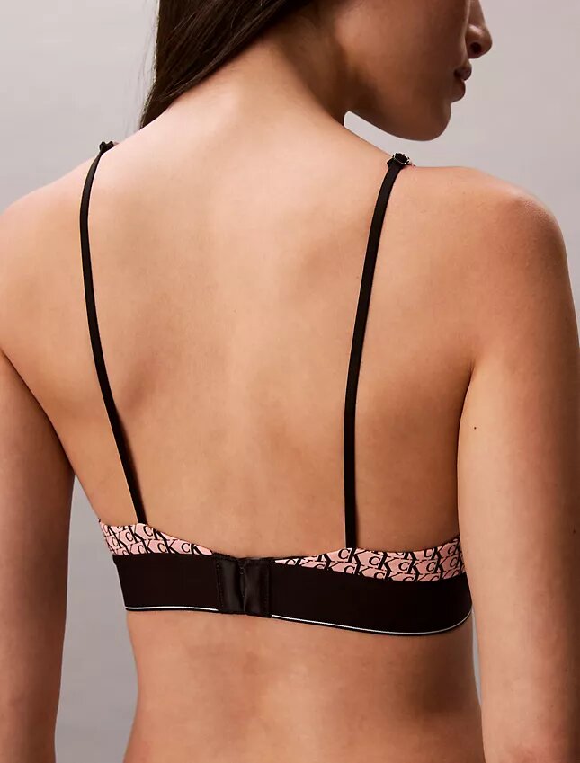 Bralette triangular elástica de Microfiber con Monogram gráfico y forro ligero Bralette triangular elástica de Microfiber con Monogram gráfico y forro ligero
