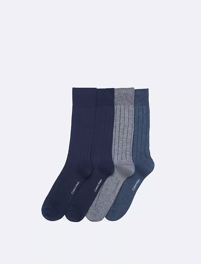Calcetines de vestir con logotipo acanalado, paquete de 4 Calcetines de vestir con logotipo acanalado, paquete de 4