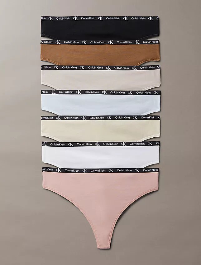 Calzoncillos Thong modernos Calvin Klein 1996 de Cotton Stretch, paquete de 7 Calzoncillos Thong modernos Calvin Klein 1996 de Cotton Stretch, paquete de 7