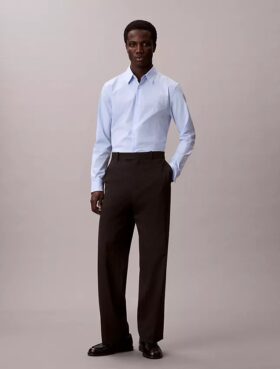 Camisa ajustada de algodón elástico con estampado de cuadros vichy y botones Camisa ajustada de algodón elástico con estampado de cuadros vichy y botones