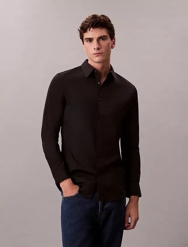 Camisa ajustada de algodón elástico Supima Cotton Stretch Camisa ajustada de algodón elástico Supima Cotton Stretch