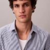 Camisa ajustada de Cotton Stretch a rayas con botones Camisa ajustada de Cotton Stretch a rayas con botones