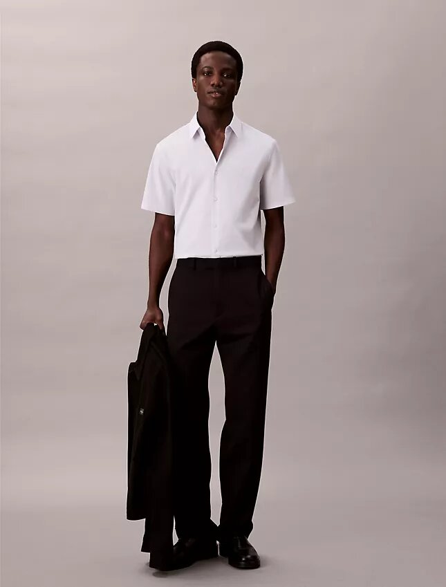 Camisa ajustada de Cotton Stretch con botones Camisa ajustada de Cotton Stretch con botones
