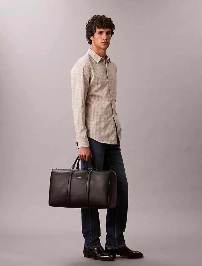 Camisa ajustada de cuadros de Cotton Stretch con botones Camisa ajustada de cuadros de Cotton Stretch con botones