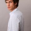 Camisa ajustada de cuadros de Cotton Stretch con botones Camisa ajustada de cuadros de Cotton Stretch con botones