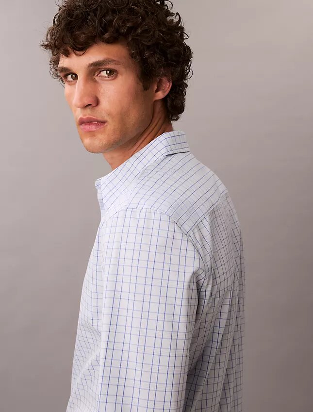 Camisa ajustada de cuadros de Cotton Stretch con botones Camisa ajustada de cuadros de Cotton Stretch con botones