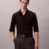 Camisa ajustada de popelín de algodón Cotton Stretch con botones Camisa ajustada de popelín de algodón Cotton Stretch con botones
