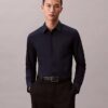 Camisa ajustada de popelín de algodón Cotton Stretch con botones Camisa ajustada de popelín de algodón Cotton Stretch con botones