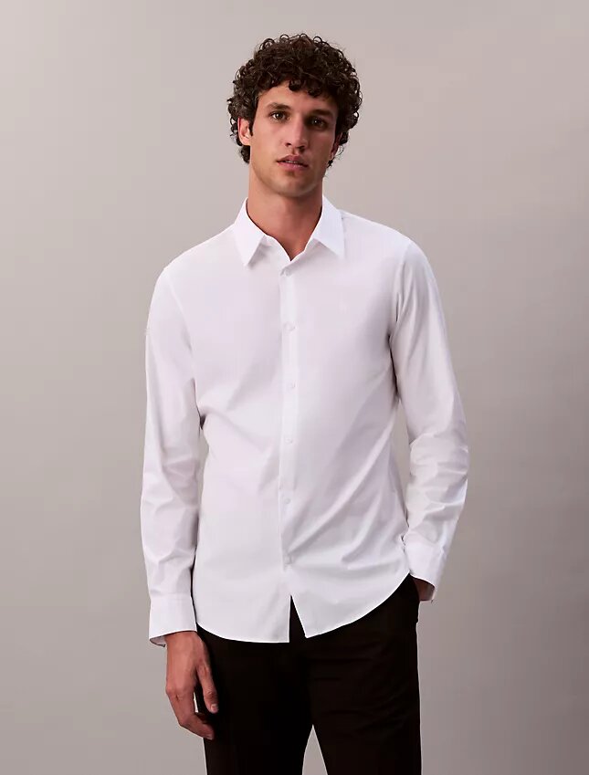 Camisa ajustada de popelín de algodón Cotton Stretch con botones Camisa ajustada de popelín de algodón Cotton Stretch con botones