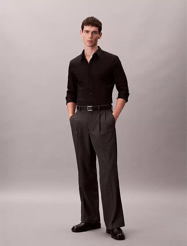 Camisa ajustada de popelín de algodón Cotton Stretch con botones Camisa ajustada de popelín de algodón Cotton Stretch con botones