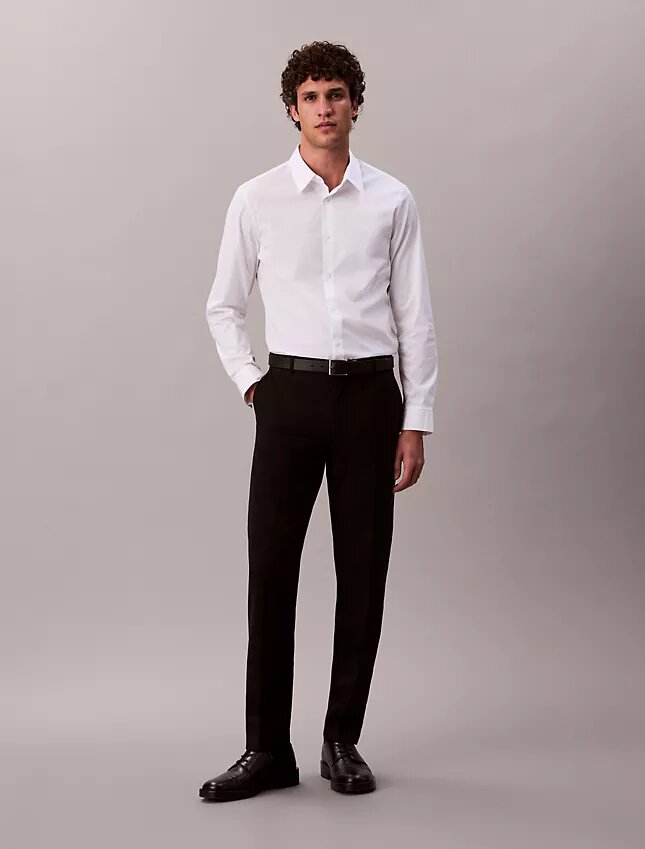 Camisa ajustada de popelín de algodón Cotton Stretch con botones Camisa ajustada de popelín de algodón Cotton Stretch con botones