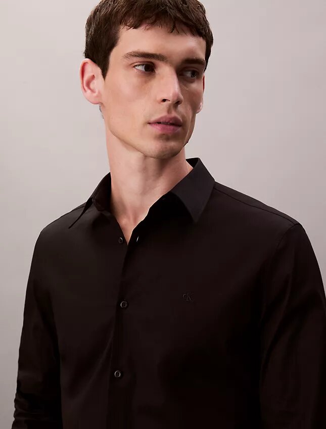 Camisa ajustada de popelín de algodón Cotton Stretch con botones Camisa ajustada de popelín de algodón Cotton Stretch con botones