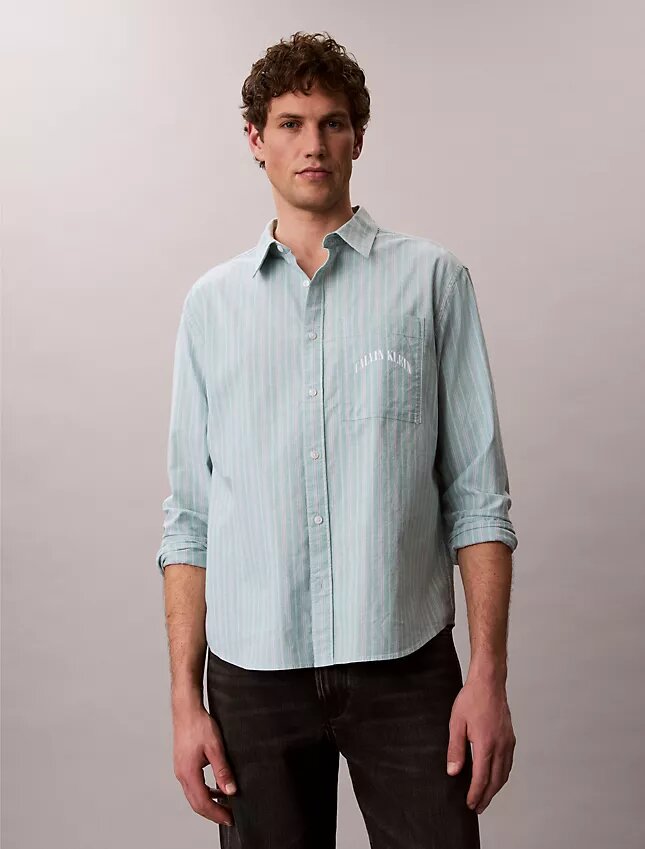 Camisa ajustada de rayas con botones Camisa ajustada de rayas con botones