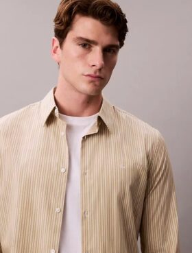 Camisa ajustada elástica a rayas con botones