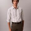 Camisa ajustada elástica Supima con rayas teñidas en hilo Camisa ajustada elástica Supima con rayas teñidas en hilo