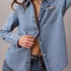 Camisa clásica de Denim con botones Camisa clásica de Denim con botones