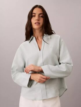 Camisa clásica de mezcla de lino