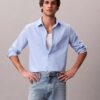 Camisa clásica de popelín lavado con botones