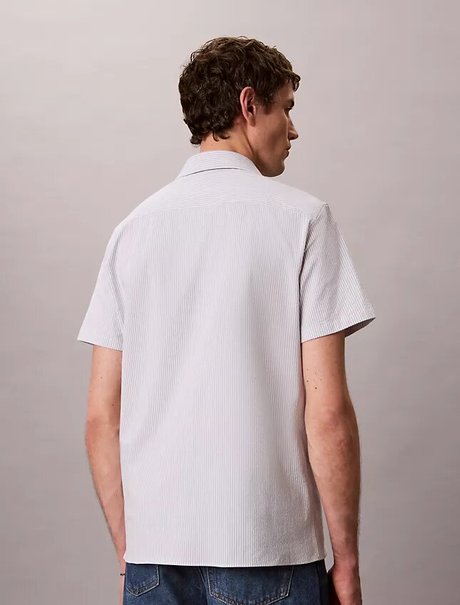 Camisa clásica de rayas con botones de seersucker Camisa clásica de rayas con botones de seersucker