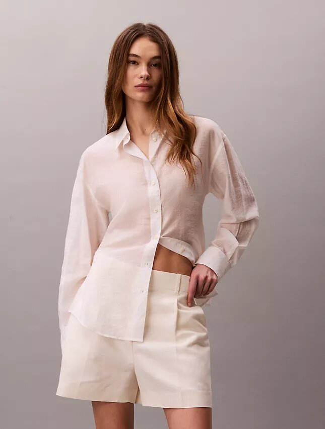 Camisa clásica de voile con botones Camisa clásica de voile con botones