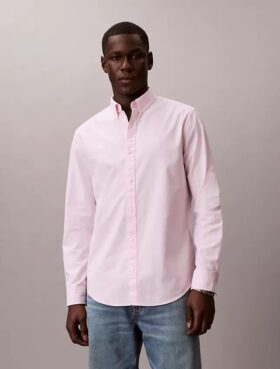 Camisa clásica lisa Oxford con botones